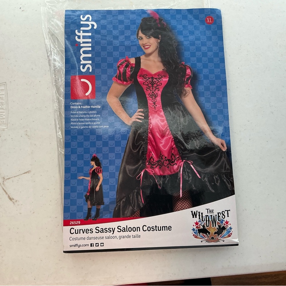 The Wildwest Vibrant Pink and Black Curves Saloon Halloween Costume